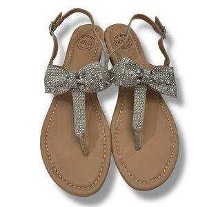 Dolce by Mojo Moxy Slingback Rhinestone Bow Thong Sandals
